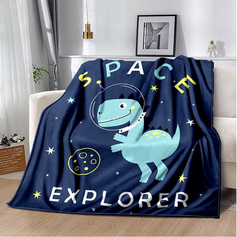 Cartoon Dinosaur Space Cute Dino Children Soft Plush Blanket,Flannel Blanket Throw Blanket for Living Room Bedroom Bed Sofa Kids