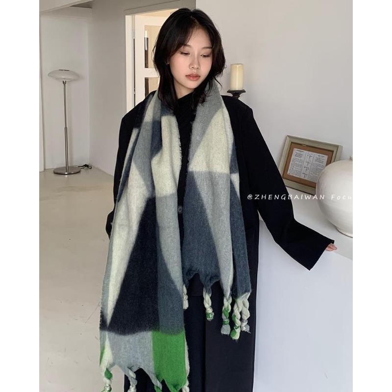 Winter new color matching scarf women's soft waxy shawl thickened warm long fashion versatile scarf