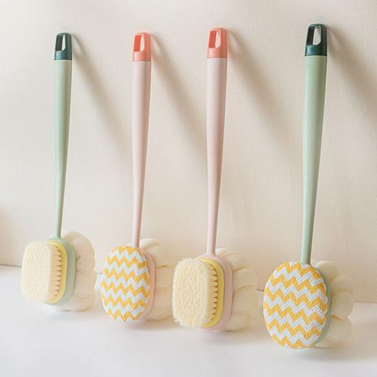 

Bath Brush Ergonomic Design Long-Handled Back Scrubber Double Head Gentle Exfoliation Shower Body Scrubber