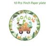 Jungle Dinosaur Disposable Tableware Happy Dino Birthday Napkin/Plate/Cup Jurassic World Roar Kids Happy Birthday Party Decor