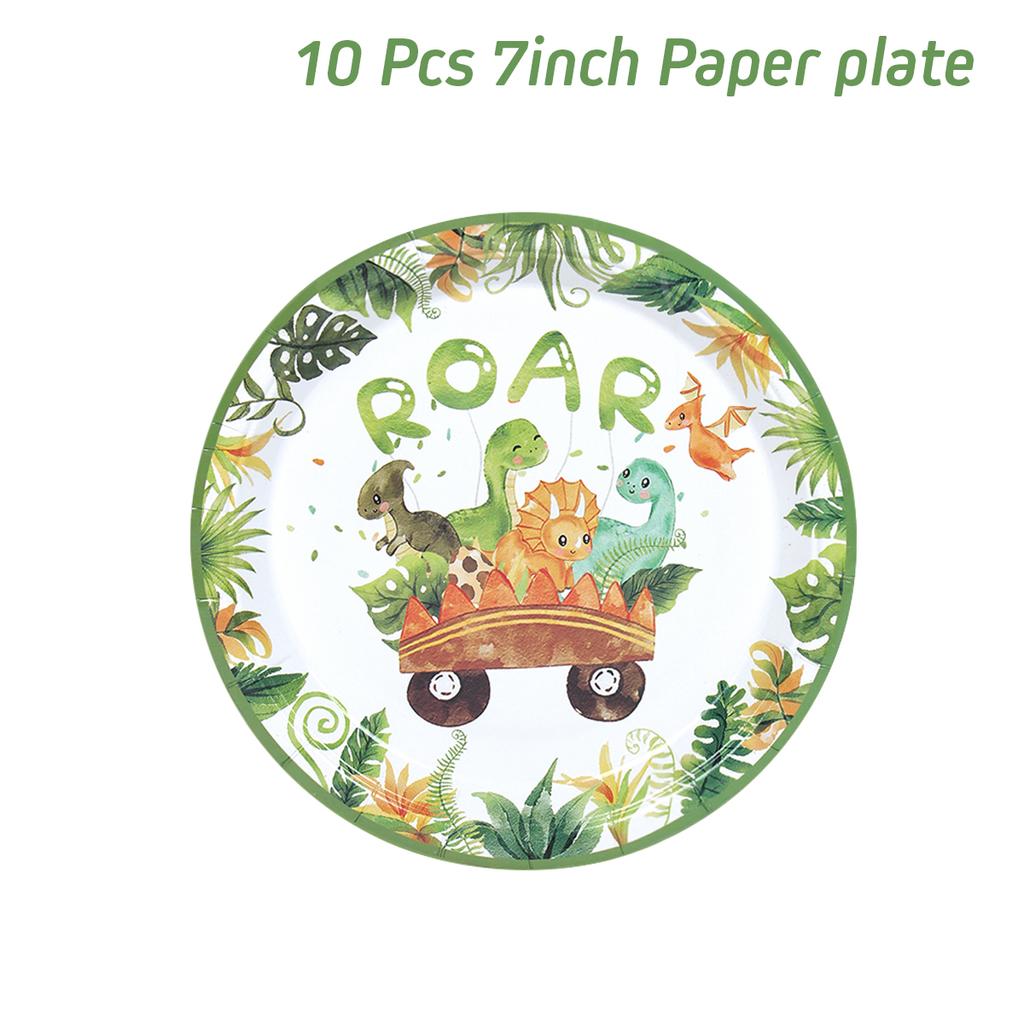 Jungle Dinosaur Disposable Tableware Happy Dino Birthday Napkin/Plate/Cup Jurassic World Roar Kids Happy Birthday Party Decor
