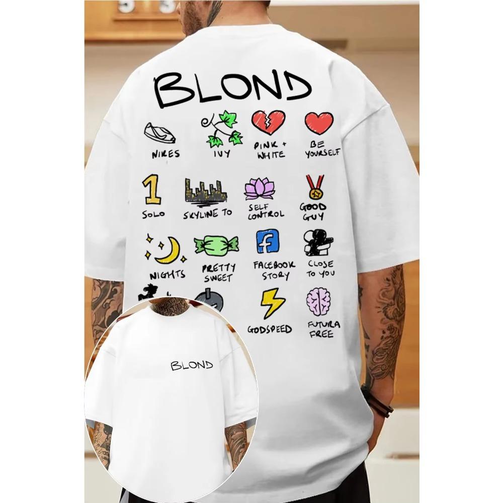 2026 Summer Hot Sale BLOND Graphic Print T-shirt Unisex Vintage Hip Hop Gothic Cotton Oversized T-shirts Print Crew Neck Casual T Shirt