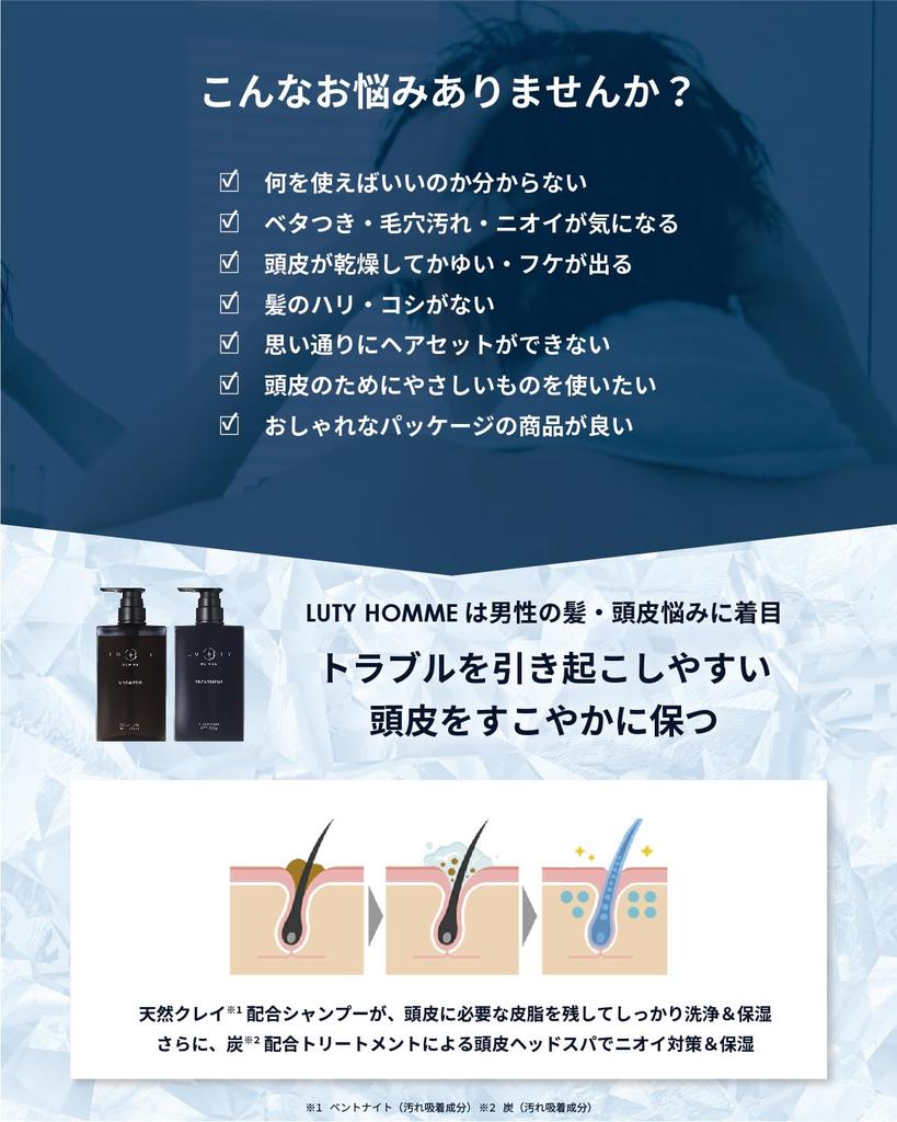 LUTY Scalp Shampoo and Treatment Scalp Care for Salon 400ml Each Men's Set, Refill, Men, Homme, Exclusive,