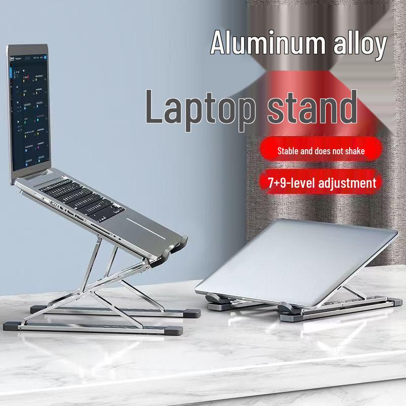 N8 Aluminum Alloy Laptop Stand: Adjustable, Foldable, Double-Layer Riser with Heat Dissipation.
