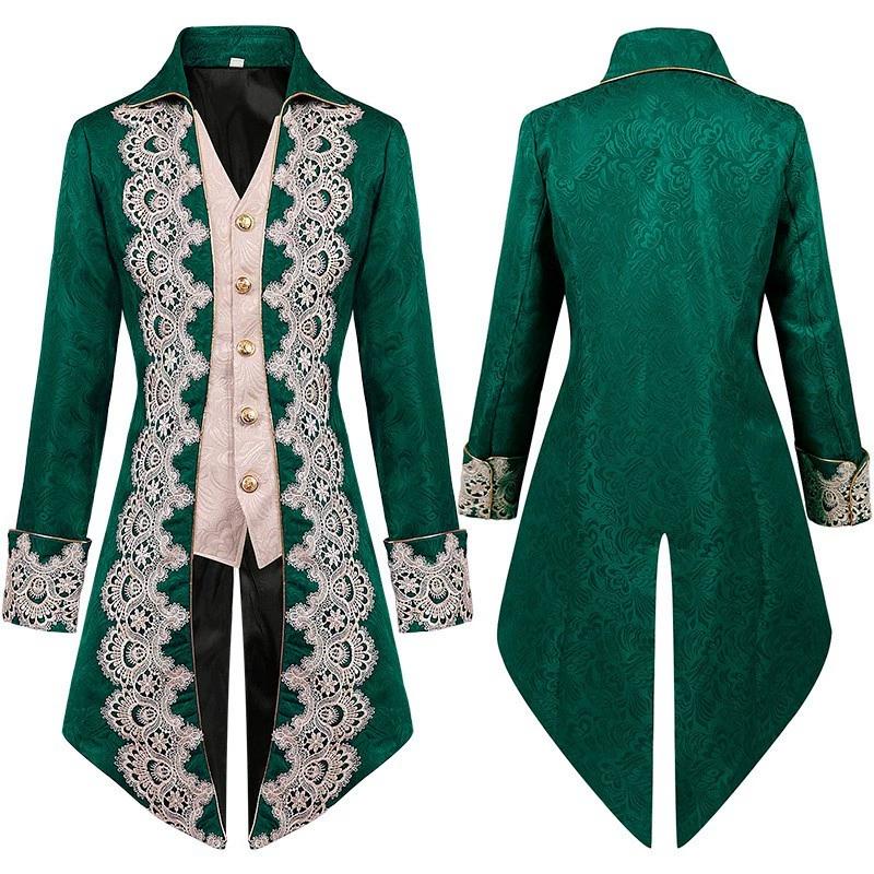 Medieval court tuxedo long embroidered one-piece vest jacket stage play cos count plus size performance suit