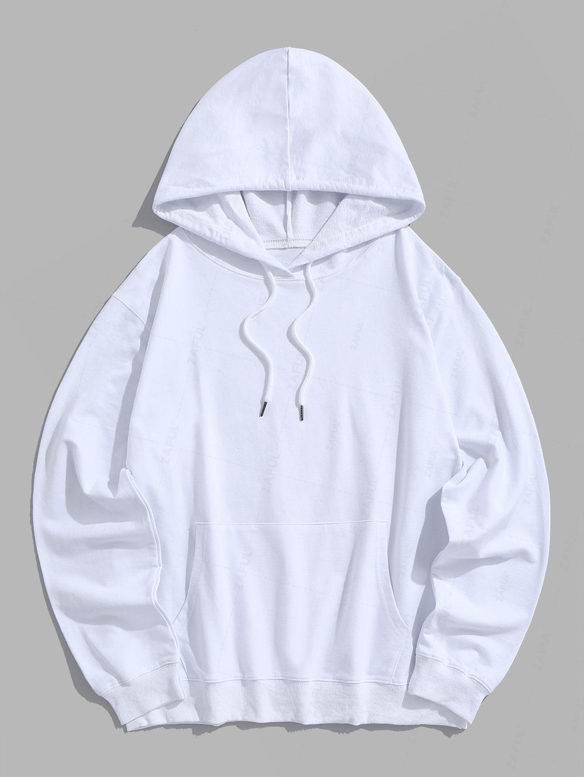 

ZAFUL Men s Vintage Gothic Style Butterfly Eye Hands Pattern Kangaroo Pocket Hoodie L белый