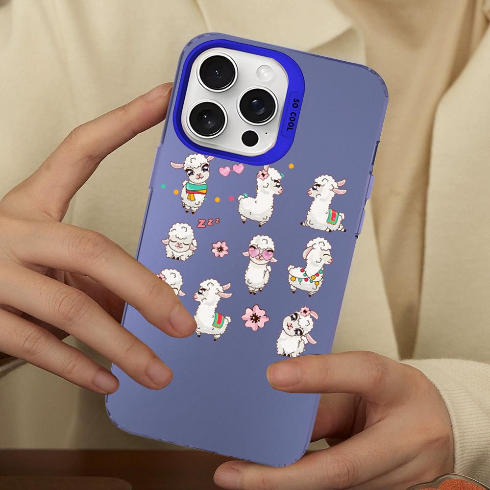 Alpaca Animals Cartoon Colorful Phone Case For IPhone 16 15 14 13 12 11 Pro Max X XR XSMAX 8 Matte Shockproof Back Cover