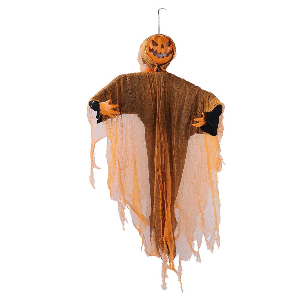 Závěsný dýňový duch se zvukem na baterie s otočnou hlavou a svítící dýňovou dekorací