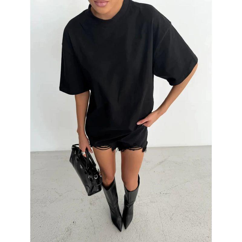 Loose Printed T-shirt Western Style New Casual Fashion Cherry Print Cotton Short Sleeve T-shirt Top