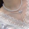 Zhuji Natural Pearl Bow Double Layer Clavicle Necklace - Versatile & Exquisite Gift for Women