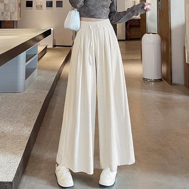 Spring 2025 Plus Size High-Waisted Wide-Leg Acetate Culottes - Slimming, Versatile, and Casual.
