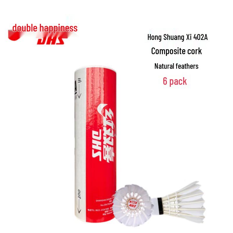 Double Happiness 402A Durable Badminton Shuttlecocks (6-Pack)