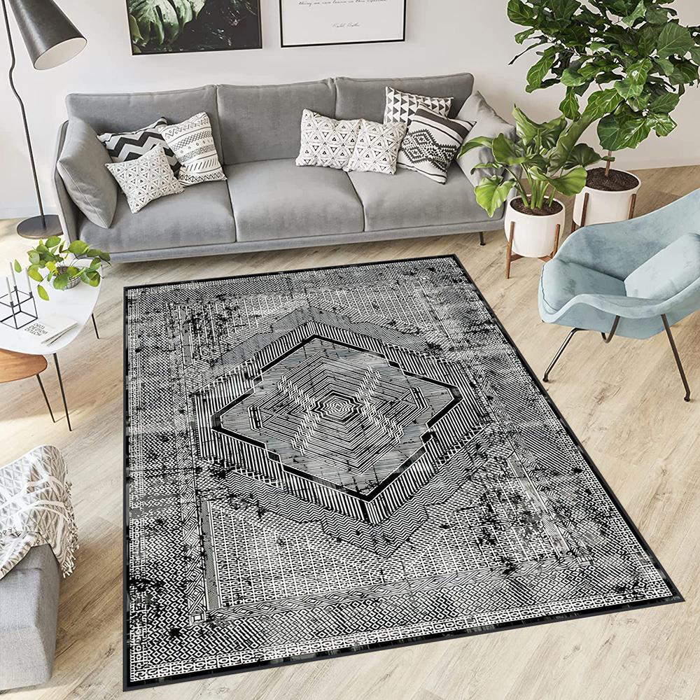 

Ковер с принтом Rovigo Home моющийся RVGHOME0562 50x80 чёрный