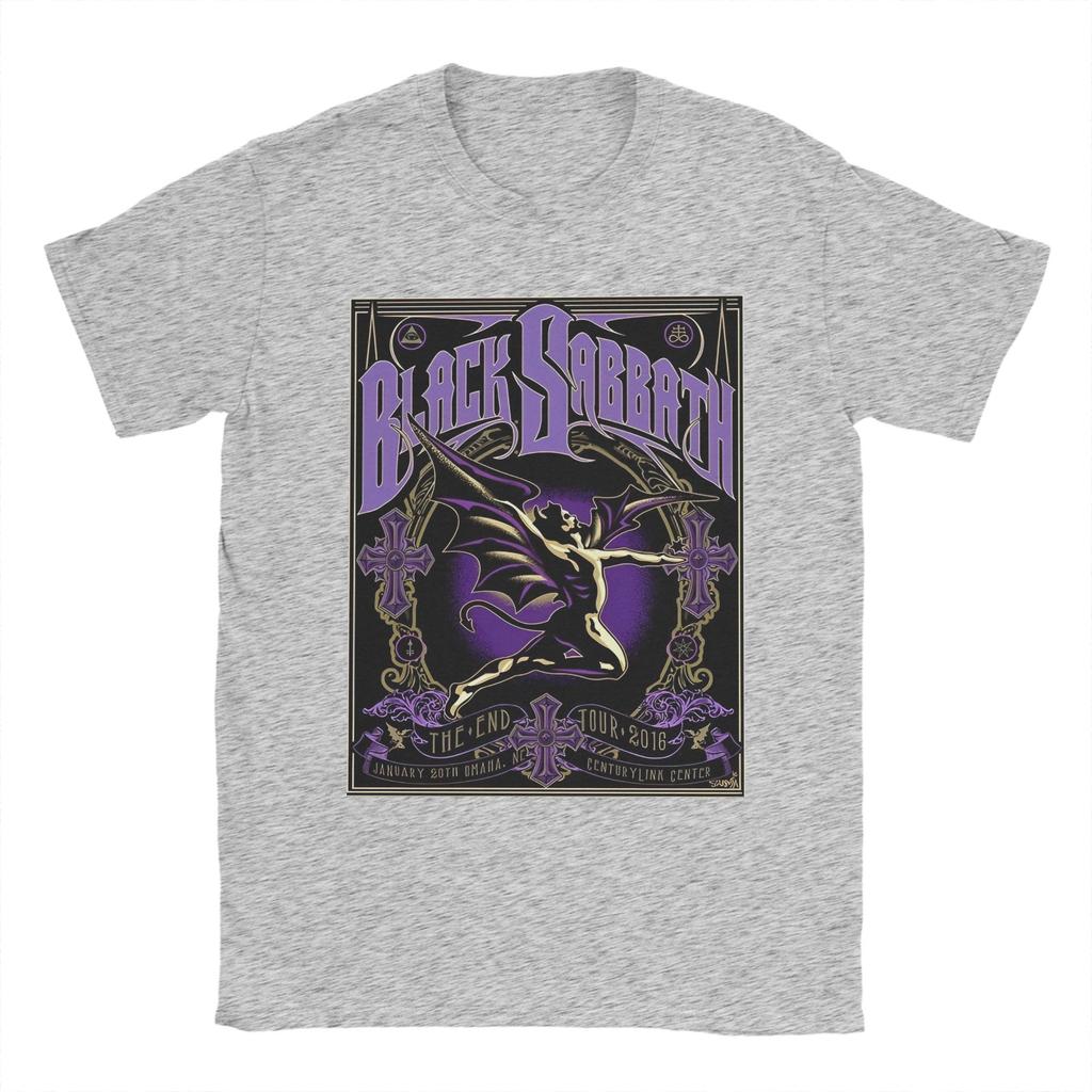 Black The End World Tour Sabbathes Men T Shirt Metal Rock Cool Tees Short Sleeve Crew Neck T-Shirt Cotton Big Size Clothes