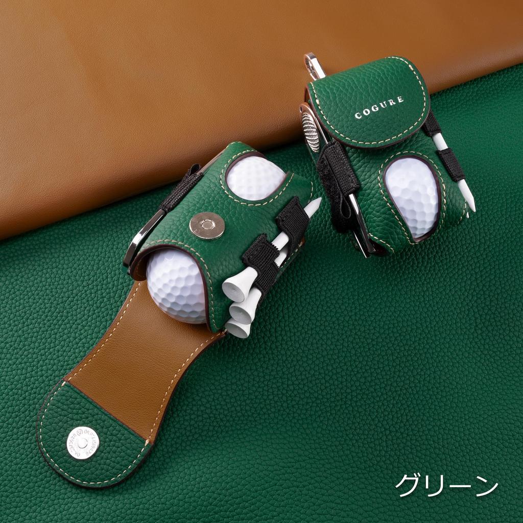 COGURE Golf Ball Genuine for Men and Holds 2 Tee Green Glove Rotating Gift Box Right Hip Green CopGBC-R Case, Leather, Women, Balls, Storage, Fork,