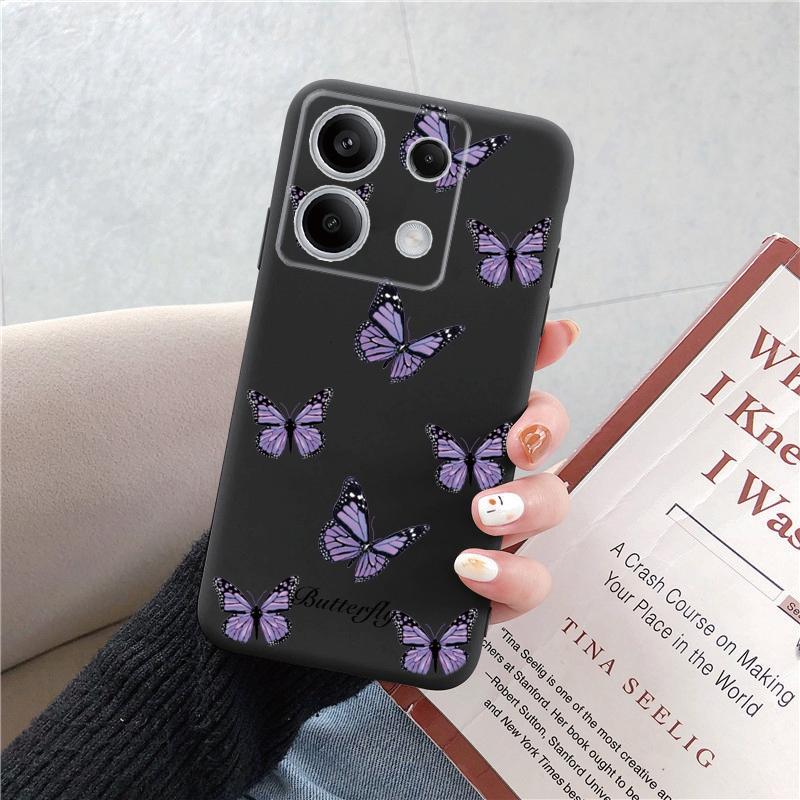 

Мягкий черный силиконовый чехол с рисунком бабочки для Xiaomi Redmi Camera, противоударный защитный резиновый чехол-бампер для чехлов Redmi Note 13 Pro 13C Redmi 13 4G