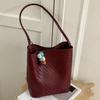 2026 Summer Korean Minimalist Woven Texture Bucket Bag - Large Capacity, Solid Color, Single Shoulder & Handheld