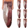 Women's Comfortable Sleep Pants Halloween Print Drawstring Wide Leg Pants