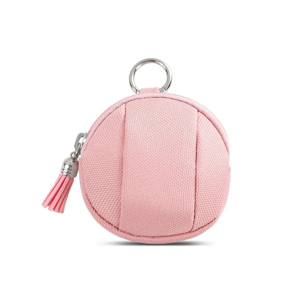New Canvas Mini Coin Bag Solid Color Round Small Pocket Bag with Zipper Key Earphones Pouch