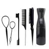 6pcs/Set Comb Brush Set Hairdressing Spray Bottle Hair Braiding Loop Pointed Rat Tail Comb Edge Fixed Mouse Control Brush