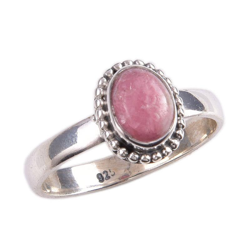 Natürlicher Rhodochrosit Edelstein 925 Massiv Sterlingsilber Schmuckring S.8 V0H34