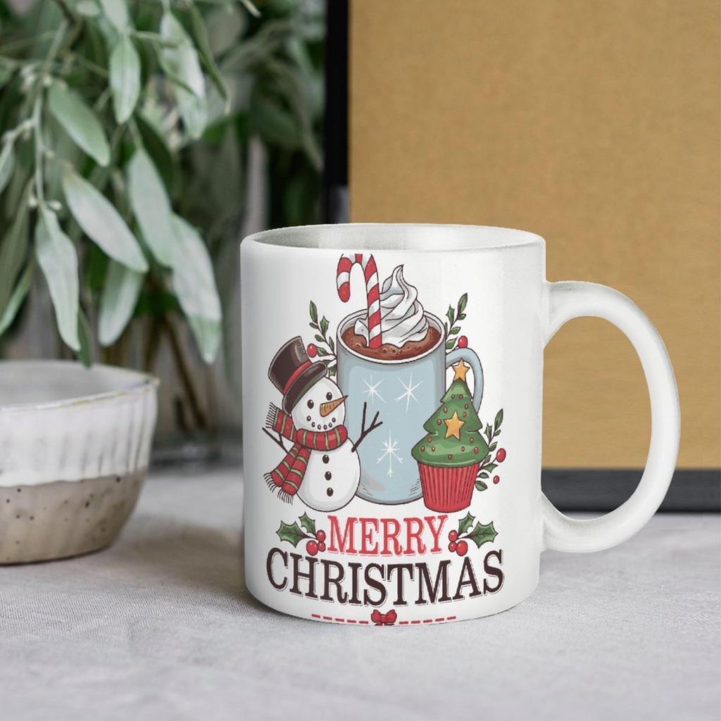 1pc 11oz blank ceramic mug, double-sided printed drink cup, white glossy look, smooth hold, ideal beverage mug for gifting and daily use