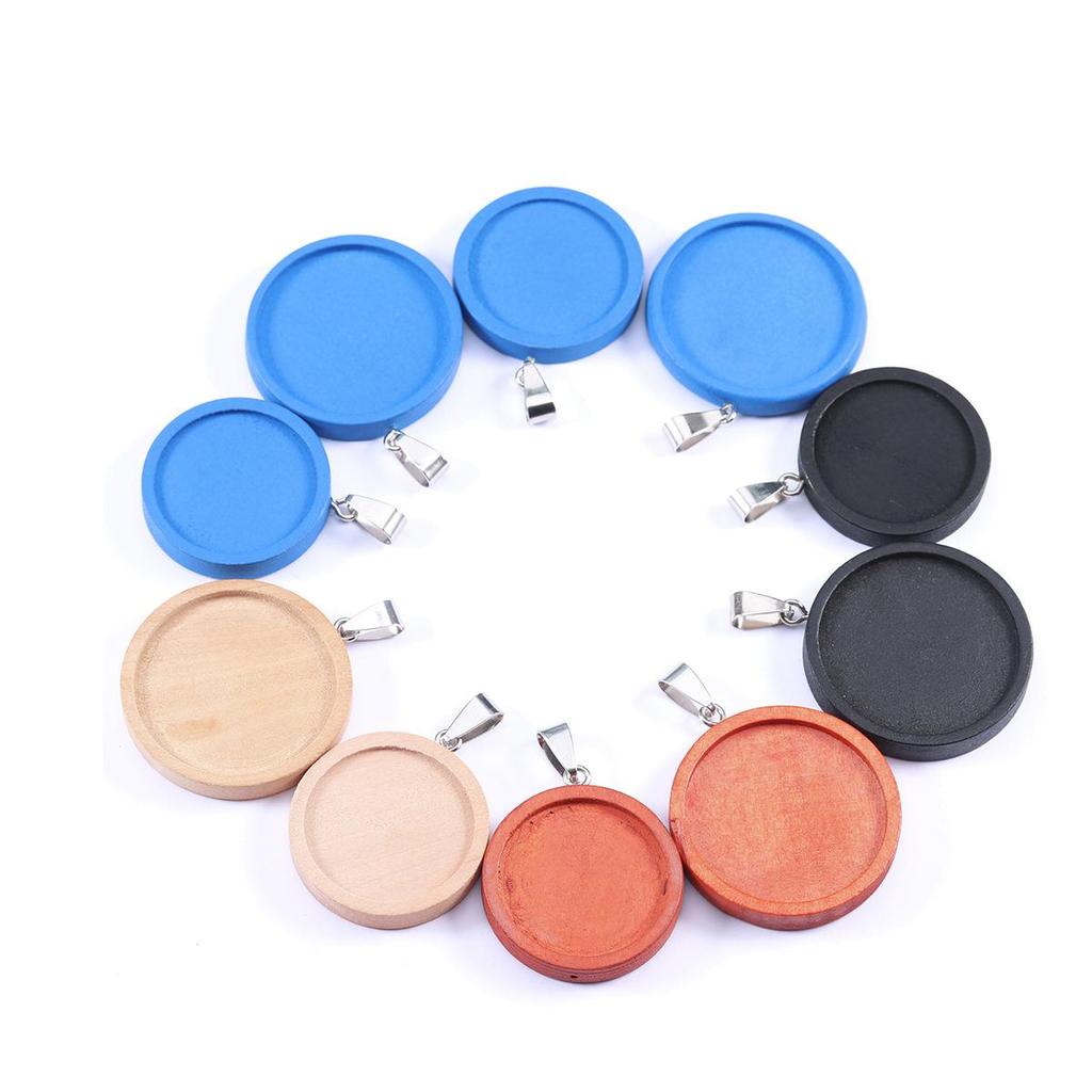 Time Gem Wood Tray Necklace Pendant Accessories - DIY Jewelry Round Tray