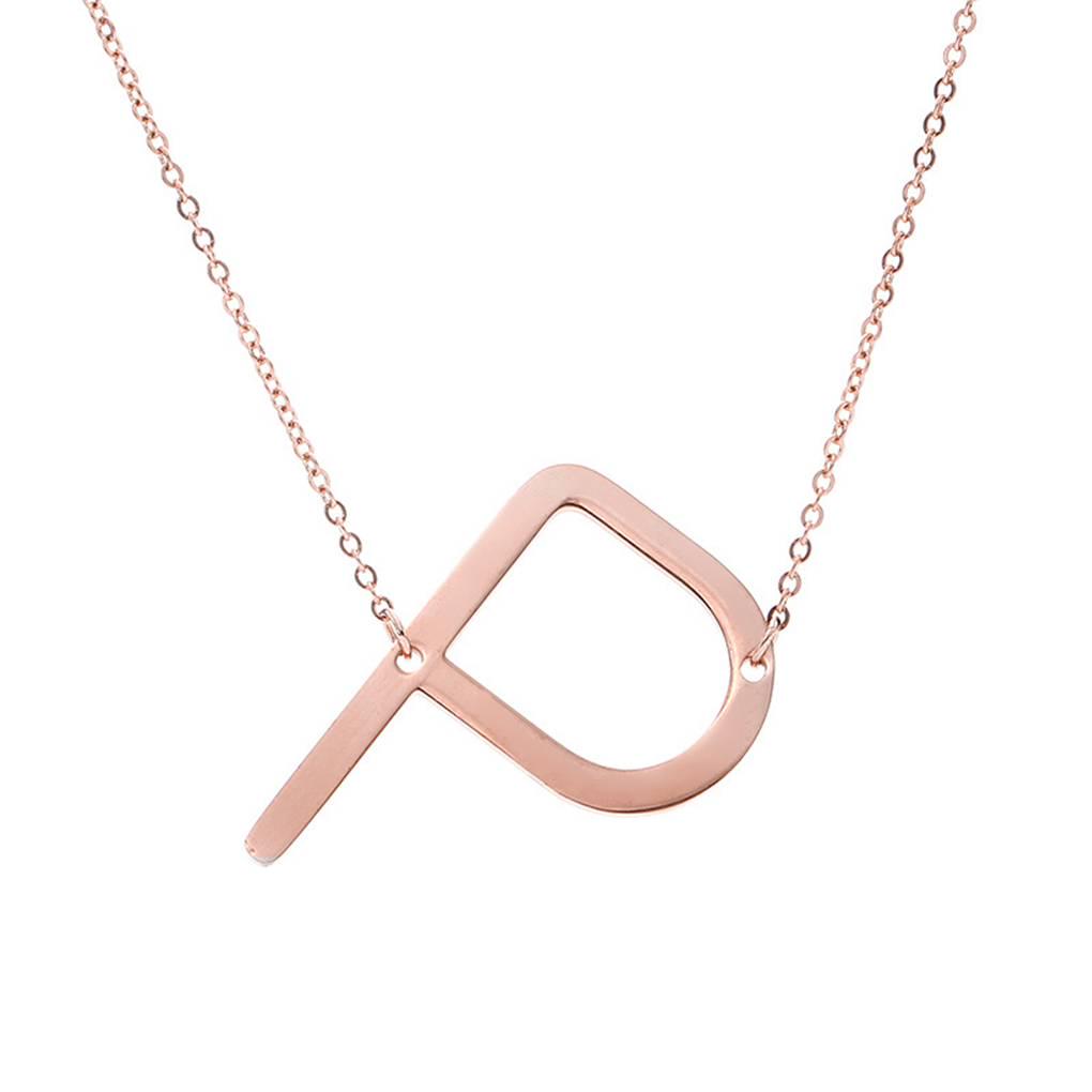 Alphabet Necklace Rose Plated Initial Letter Alphabet A - Z Choker Pendant