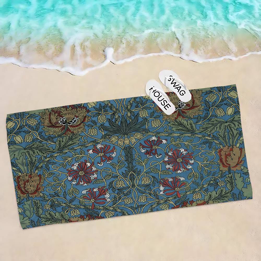 

William Morris Microfiber Blanket Quick Drying Beach Towels Oversized Printing Super Absorbent Pool Towel Blanket W30*H60(CM)