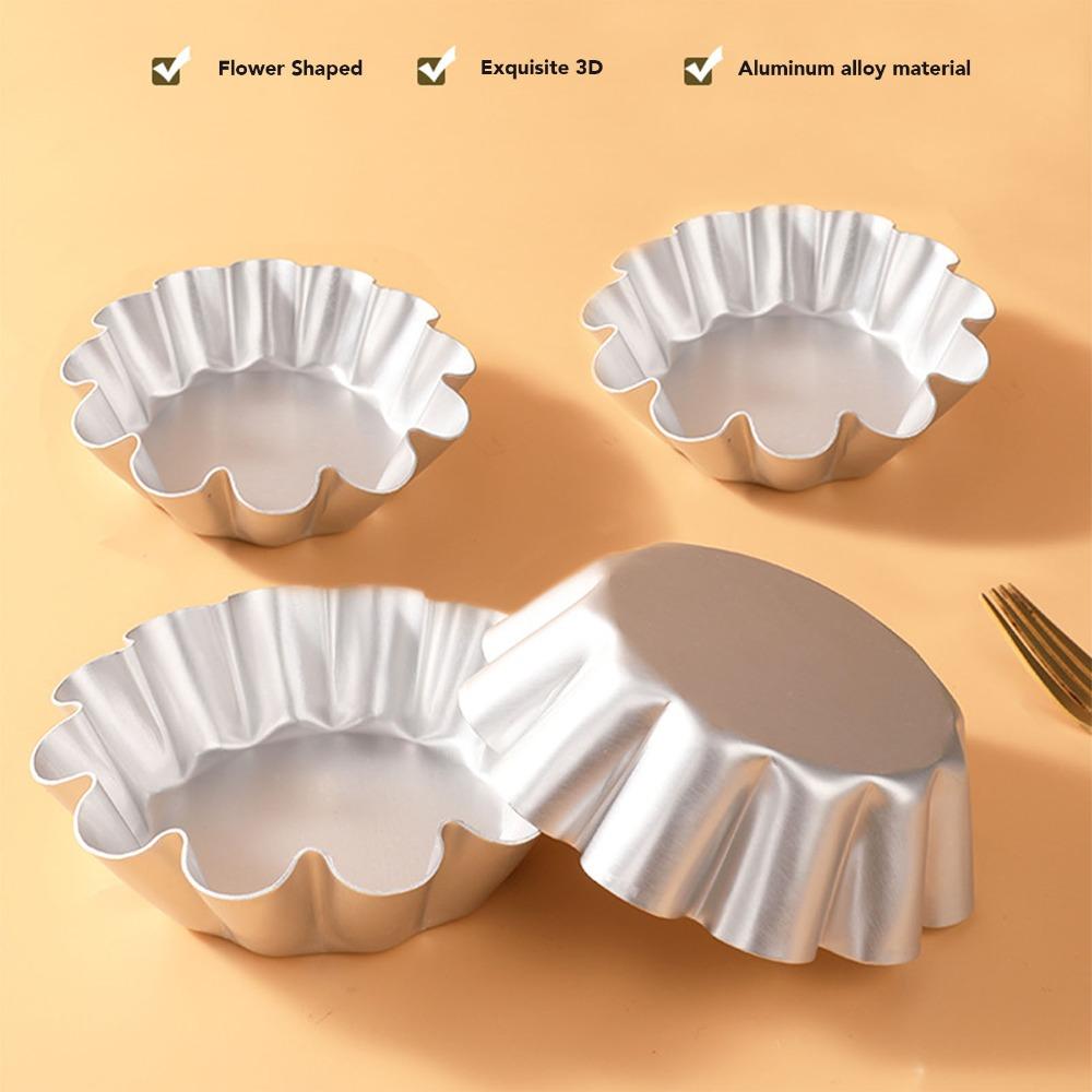 12PCS Flower Shaped Fluted Cake Mold Fluted Wave Edge Baking Mold  Pudding Cake Bread