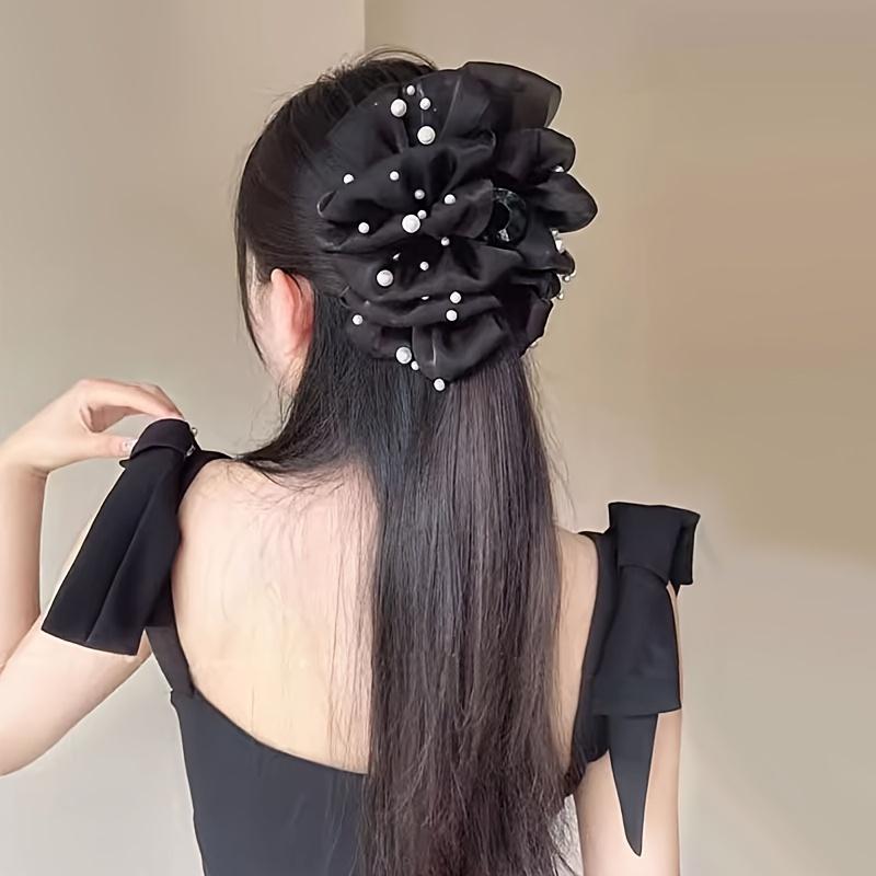 Elegante Pinza per Capelli in Raso con Imitazione – Grande Pinza a Squalo di Ispirazione Vintage per Donna, Perfetta per Feste, Uso Quotidiano e Acconciature Stilose