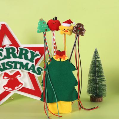 Christmas Cat Teaser Wand Interactive Toy Cartoon Apples Christmas Tree Star Gingerbread Man Plush Rod for Cats Safe Material Pet Supplies