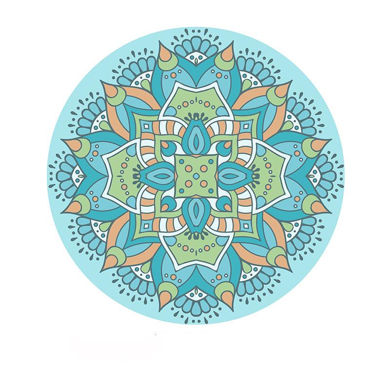 Flower Print Round Carpet Bohemian Ethnic Style Home Decor Rug Soft Multiple Sizes Anti-slip Artistic Floor Mat for Living Room