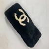 Chanel Big Coco CC CC Mark Accessories Tippets Scarf Fur Black/White