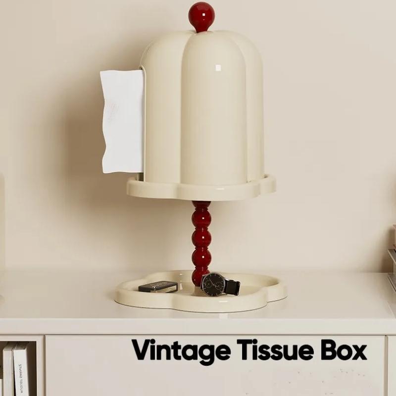 French High-grade Retro Non Perforated Tabletop Tissue Box, Tabletop Finishing Shelf, Sealed Dust-proof Tape Cover Drawer