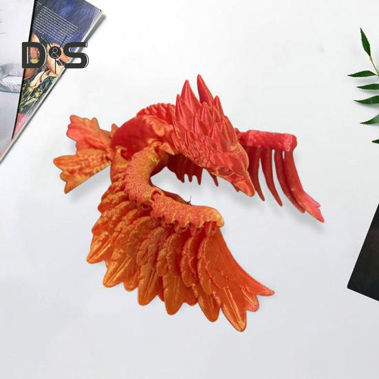 3D Printed Phoenix Figurine Movable Joints Colorful Bird Figure Articulated Animal Model Fidget Toy Home Office Desktop Decoration Ornament