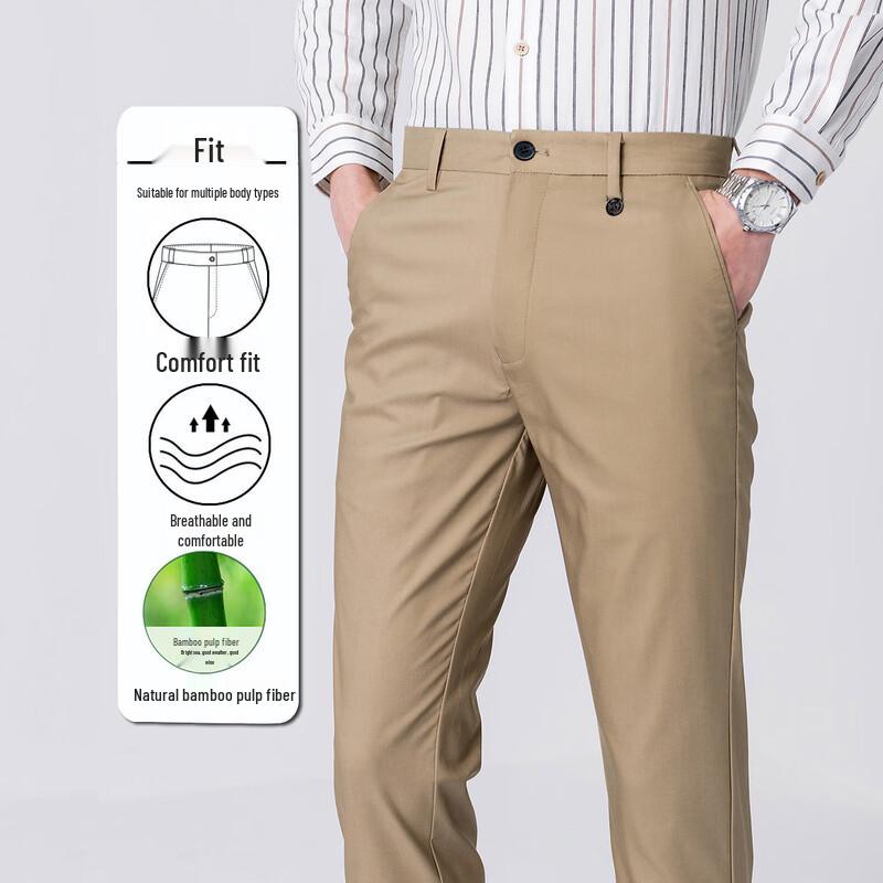 

Romon Men s Stretch Easy-Care Straight-Leg Casual & Suit Pants 101Z800 38