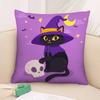 Halloween Cute Purple Cat Pillow Case Plush Fabric Soft Double Sided Print Sofa Cushion Cover Throw Pillow Covers