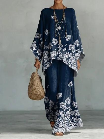 16 European and American women's clothing Y1 large size thin ethnic style dress set Bohemian casual large size jumpsuit