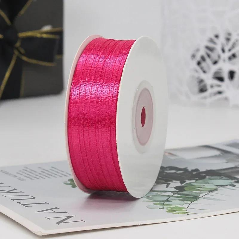 100yards 3MM Double Sided Satin Ribbon DIY Handmade Gift Wrapping Christmas Wedding Decorations Clothing Accessories Ribbons