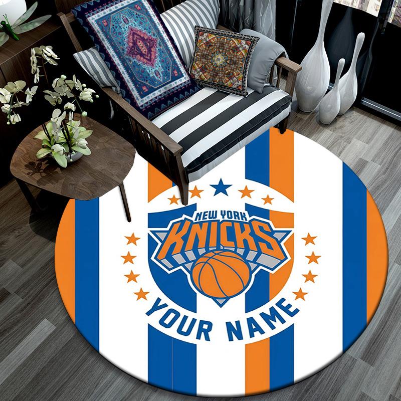 Custom Name New York Knicks2 Round Area Rug,Carpet Rug for Living Room Bedroom Sofa Playroom Decor,Non-slip Floor Mat