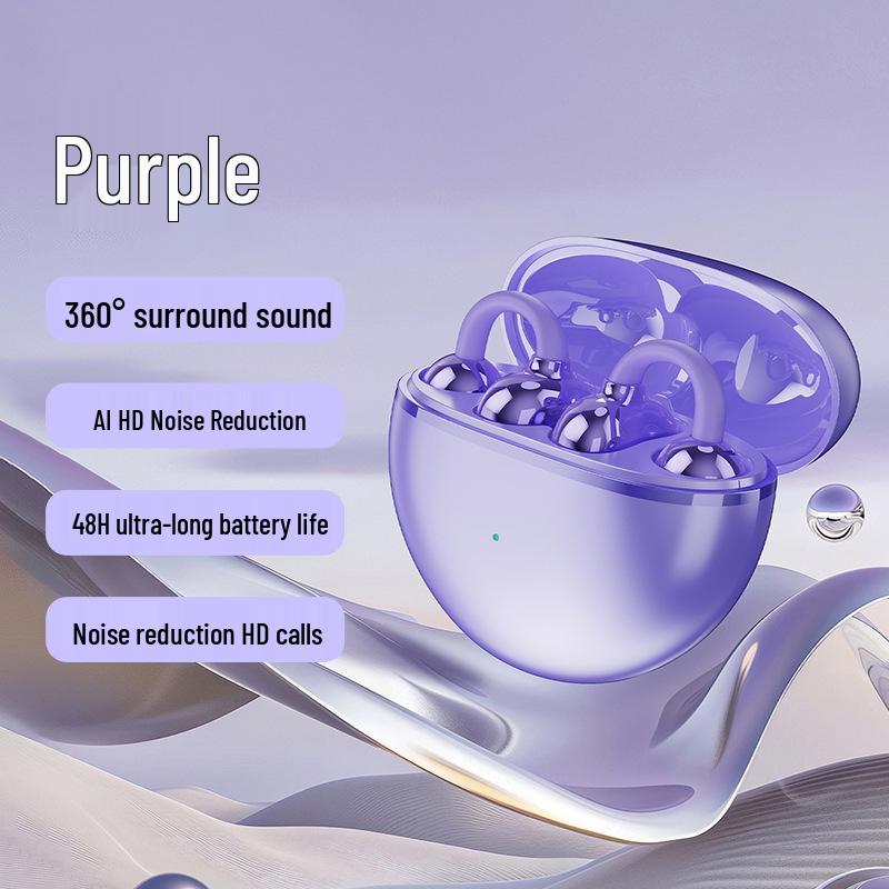 2025 Q70 Wireless Bluetooth Noise-Cancelling Clip-On Sports Earphones: Long Battery Life & High Sound Quality