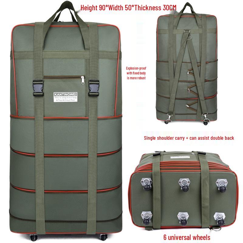 158L Aviation Large Capacity Rolling Travel Bag - Foldable Wheeled Luggage Storage, Oxford Cloth