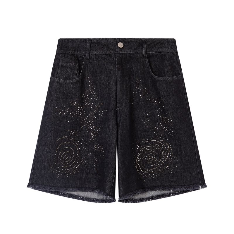 

Thelight Оригинальные Новые Джинсовые шорты с горячей вышивкой в виде звездного неба Галактики Женские Летние Повседневные Свободные Субкультура Black XL