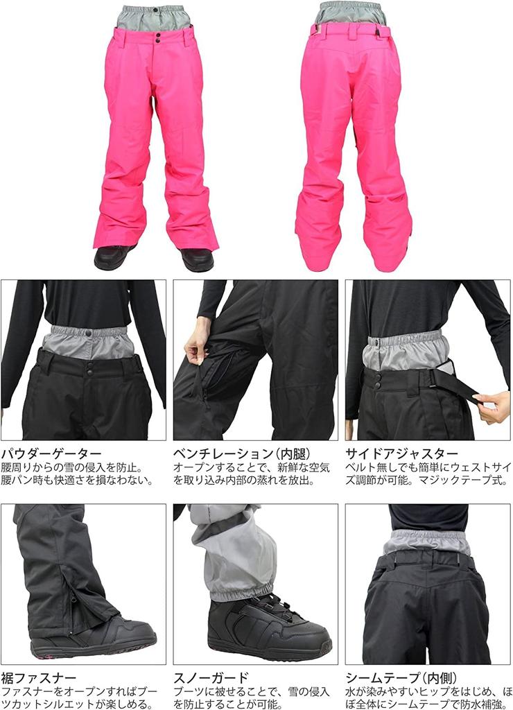 VAXPOT Snowboarding Apparel Set and Resistance Breathability WS Size Women's (Top Bottoms) [Water 5000mm, 3000g, Water-Repellent] VA-2025 DT-MUL/PNK