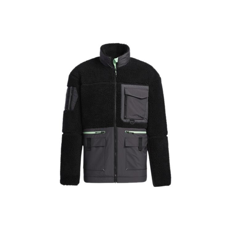 adidas Urban Sherp JKT Zipper Splicing Stay Warm Outdoor Sports Jacket Black Men s GV3525 S