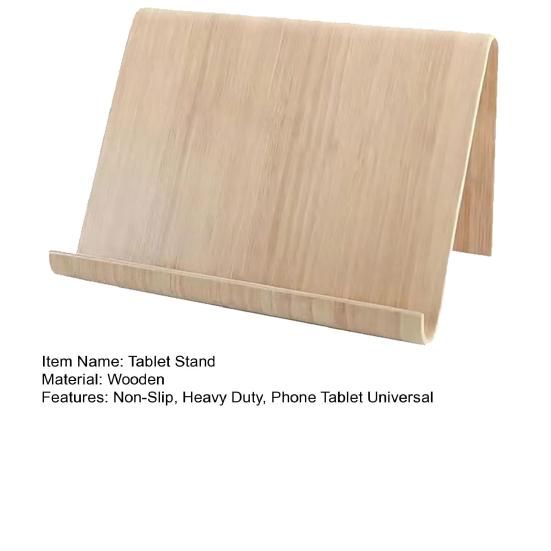 Wooden Tablet Stand Non-Slip Universal Cell Phone Tablet Holder Heavy Duty Home Office Tablet Desktop Mount Tablet