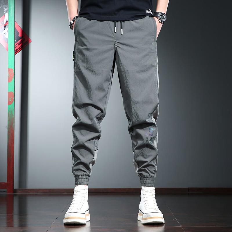 Men s Summer Loose Fit Ice Silk Casual Pants 2XL