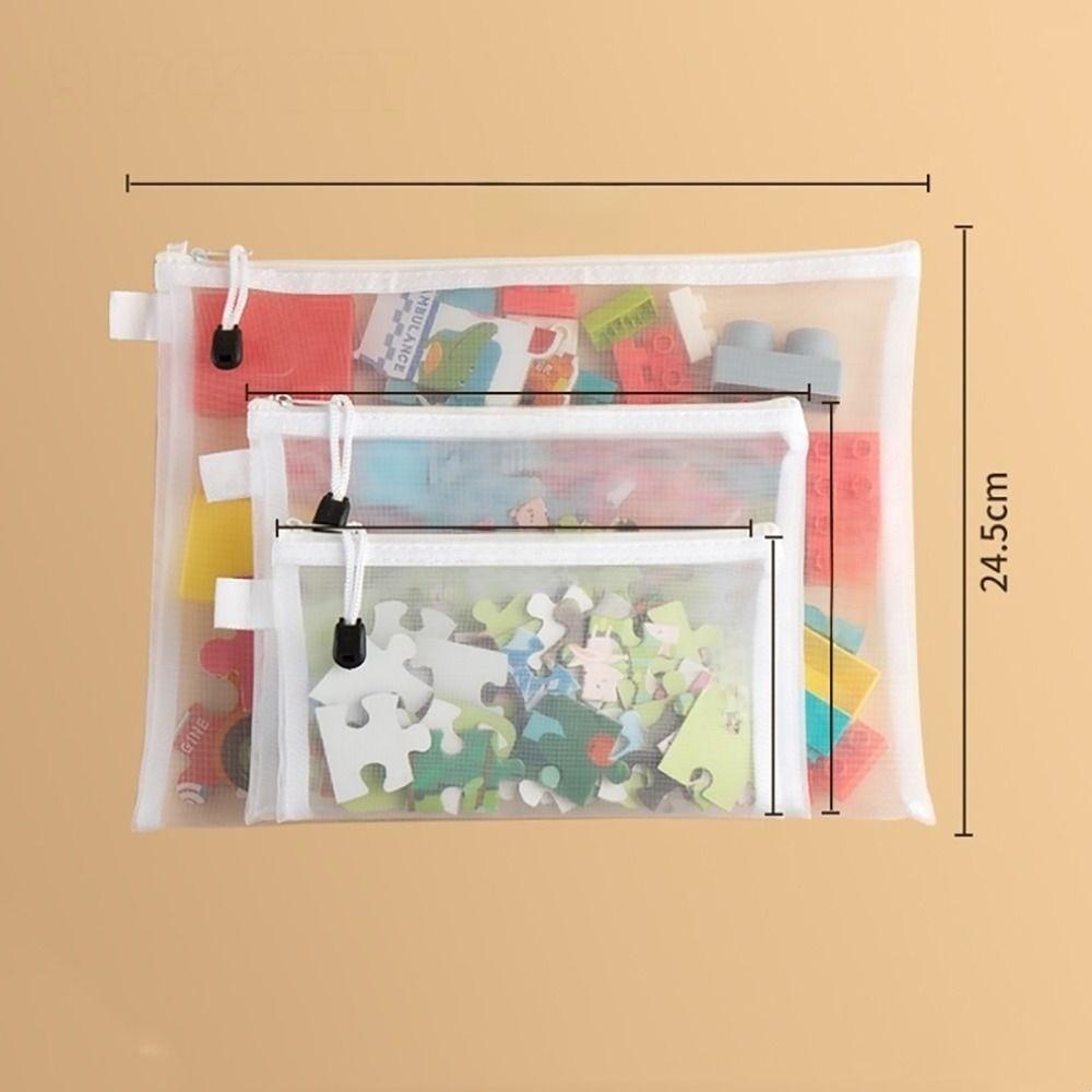 1/3/5PCS Cosmetic Organization Mesh Zipper File Bag PVC Document Folder Storage Bag A4/A5/A6 Moisture-proof Mesh Bag