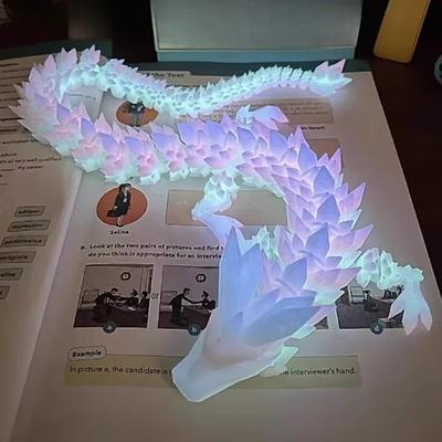 22/30/45cm Nouveau Dragon Lumineux Imprimé en 3D Brille dans le Noir Dragon Volant Dragons à Ailes Articulées Rotatives Ornements de Maison